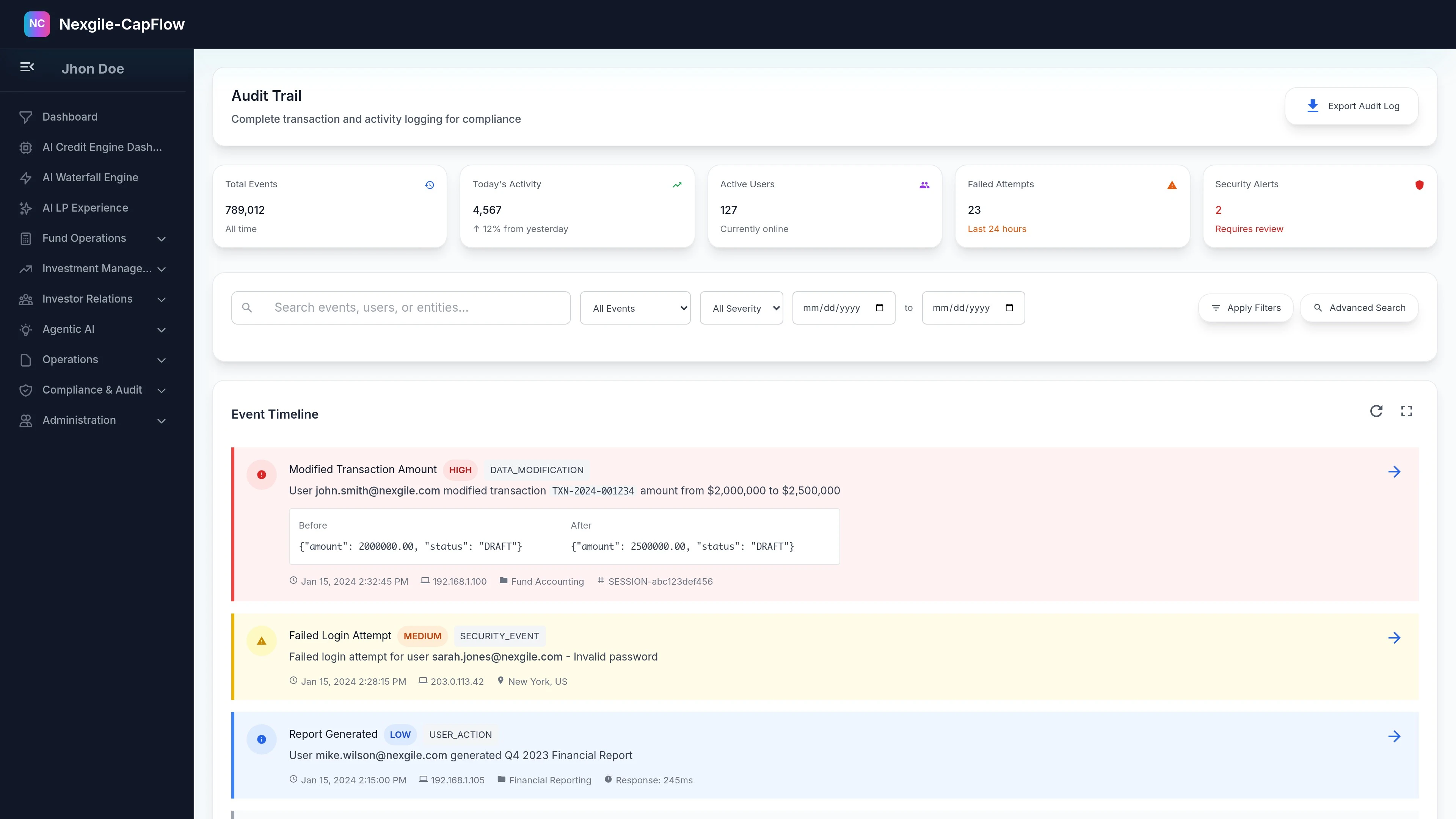 Audit Trail - Complete transaction and activity history