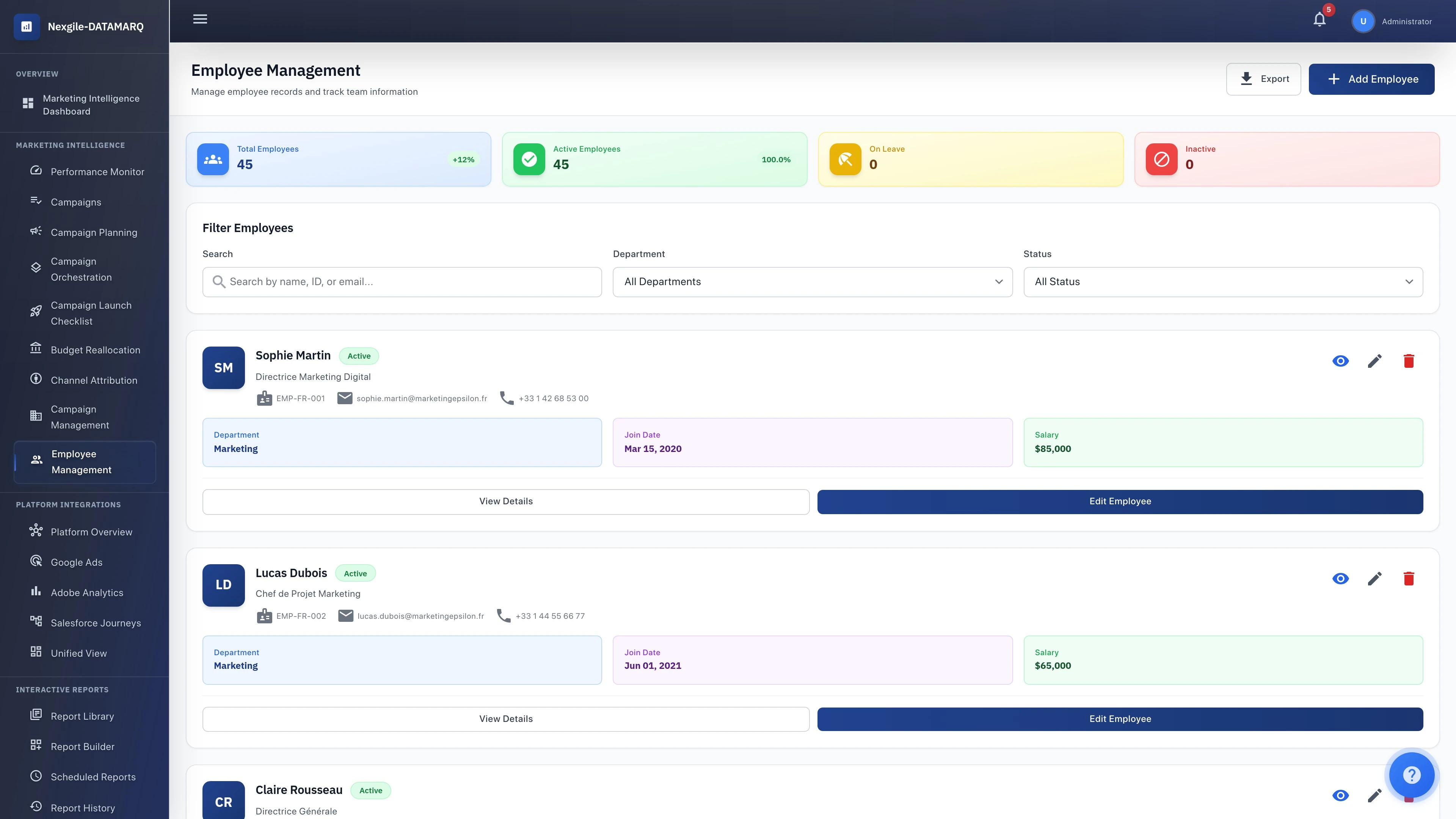 Marketing Epsilon Portal - Employee Management
