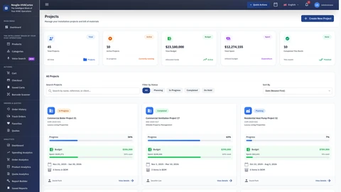 Projects Page - Comprehensive project management and tracking interface