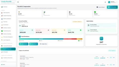 Payroll Management - Multi-state tax calculations and automated payroll processing