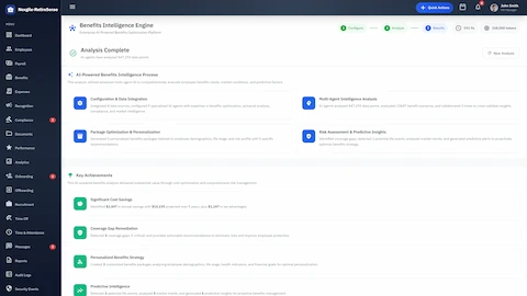 Analysis Complete - AI-powered benefits intelligence process with key achievements and cost savings