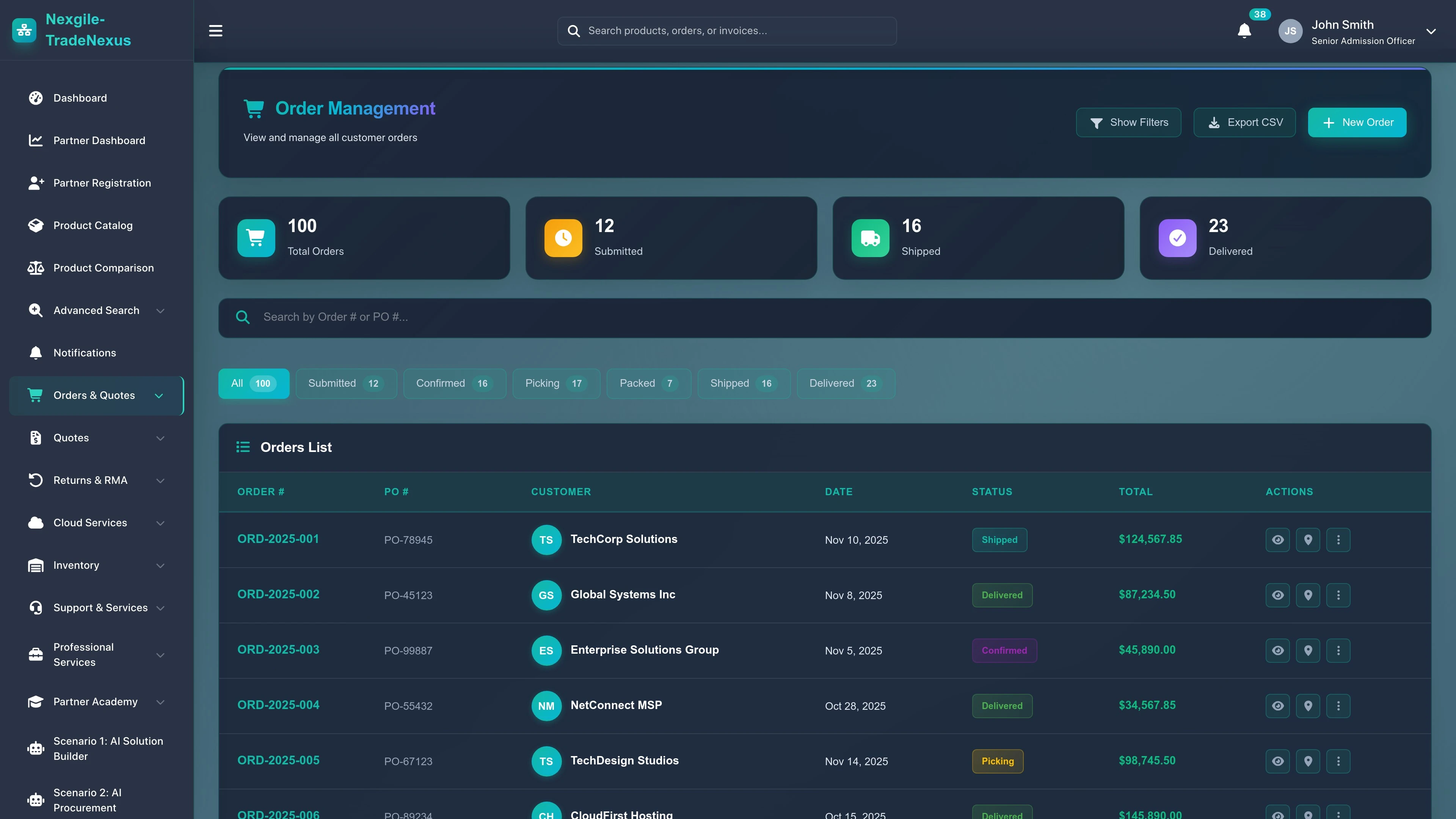 Orders Management Portal - Order processing and management interface
